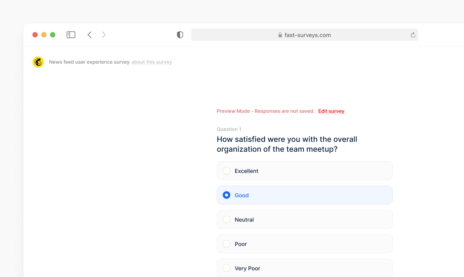 Preview a survey before you share it