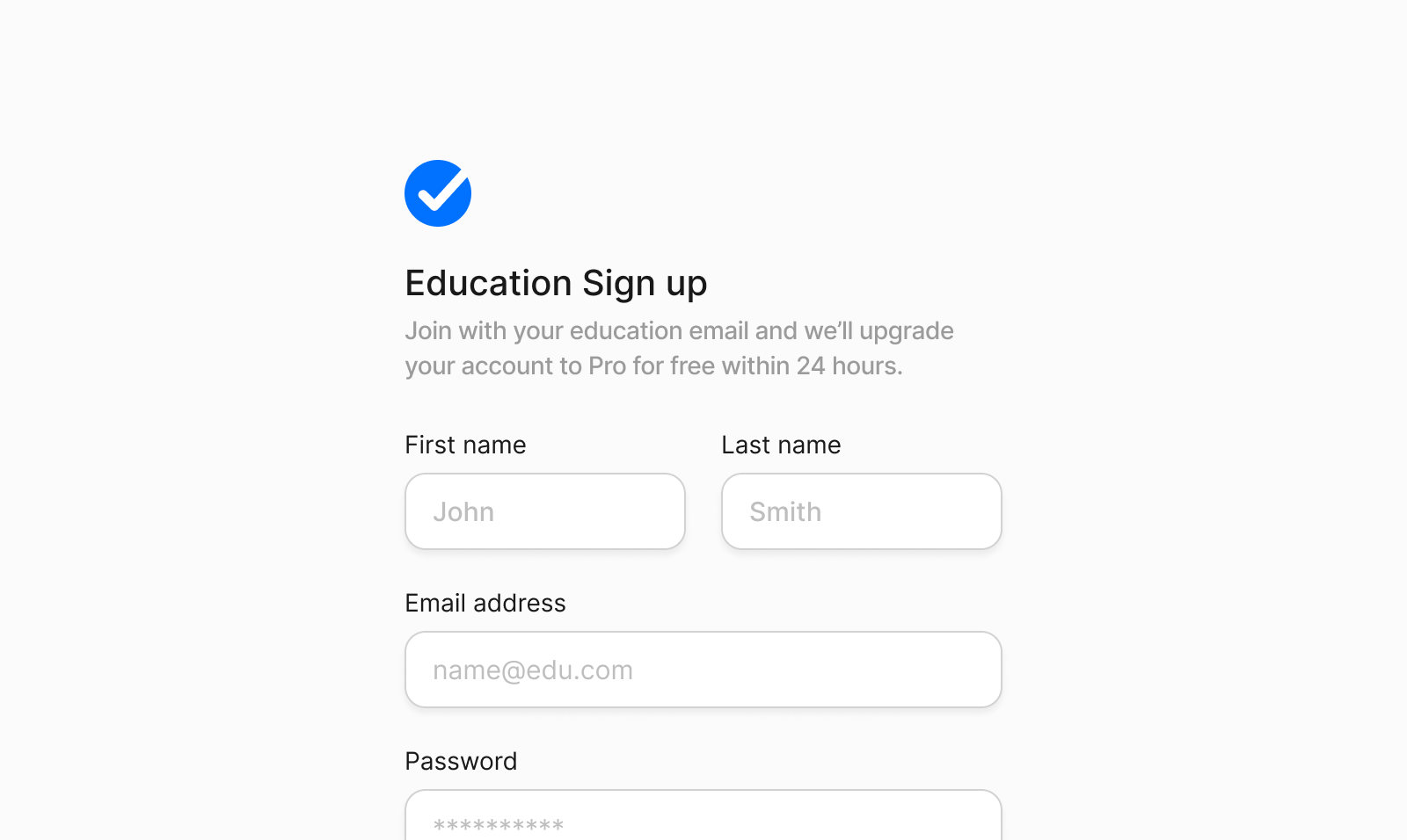Education signup for students