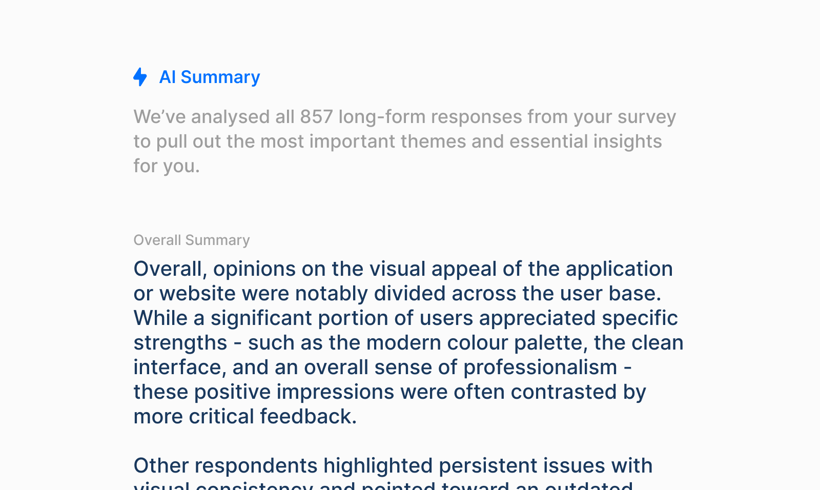 Clearer AI summaries for written responses